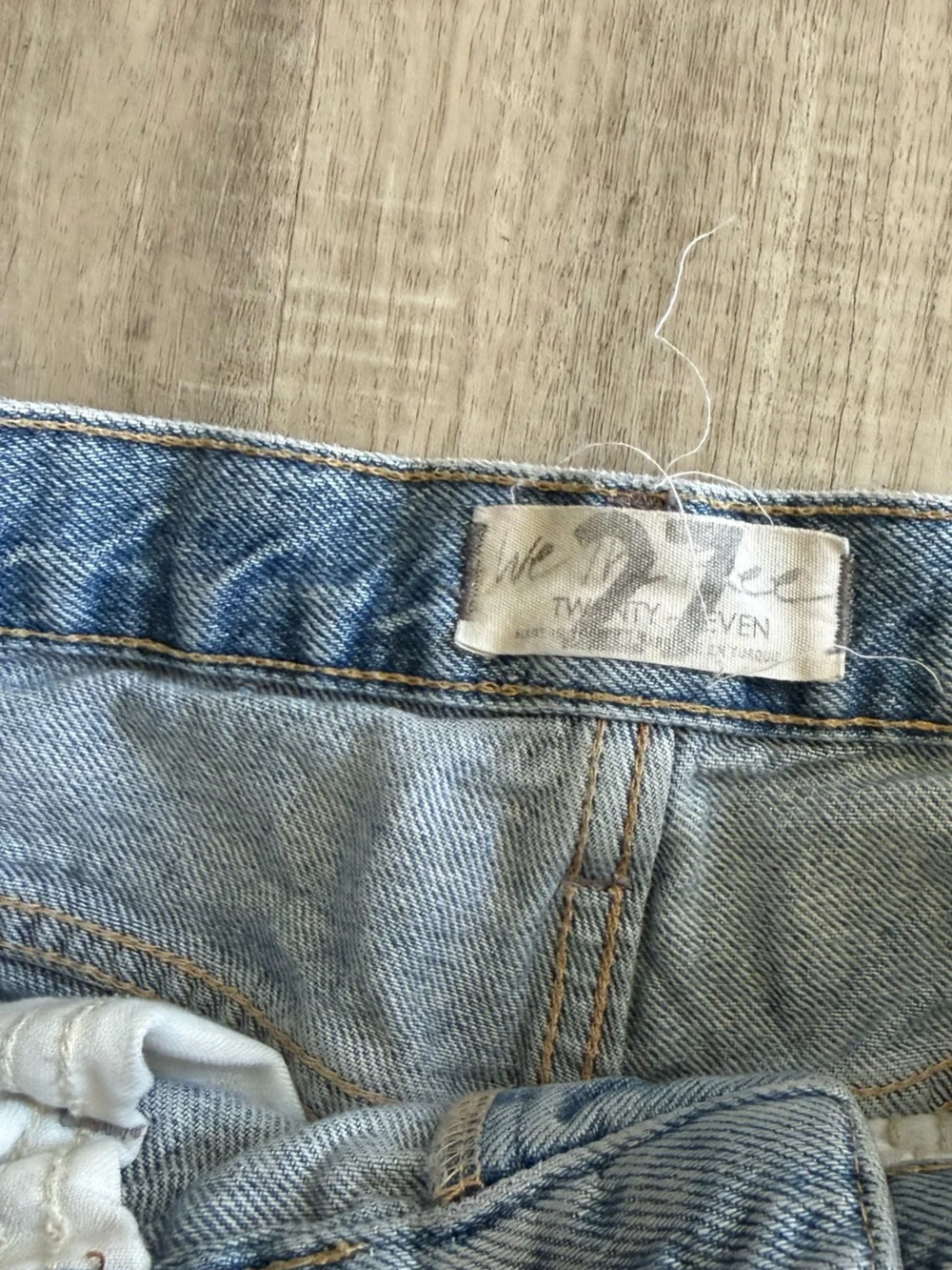 Free People, high rise, medium wash, distressed denim shorts, 27/4